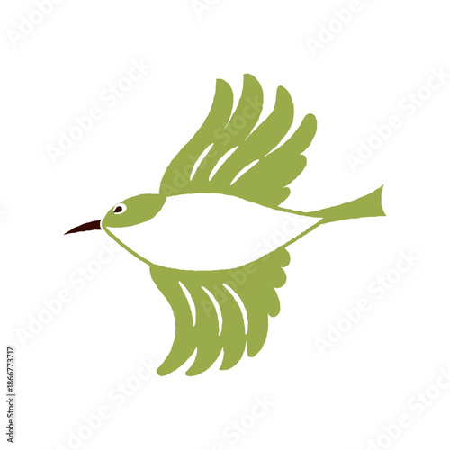 切り絵風　シンプルなメジロ