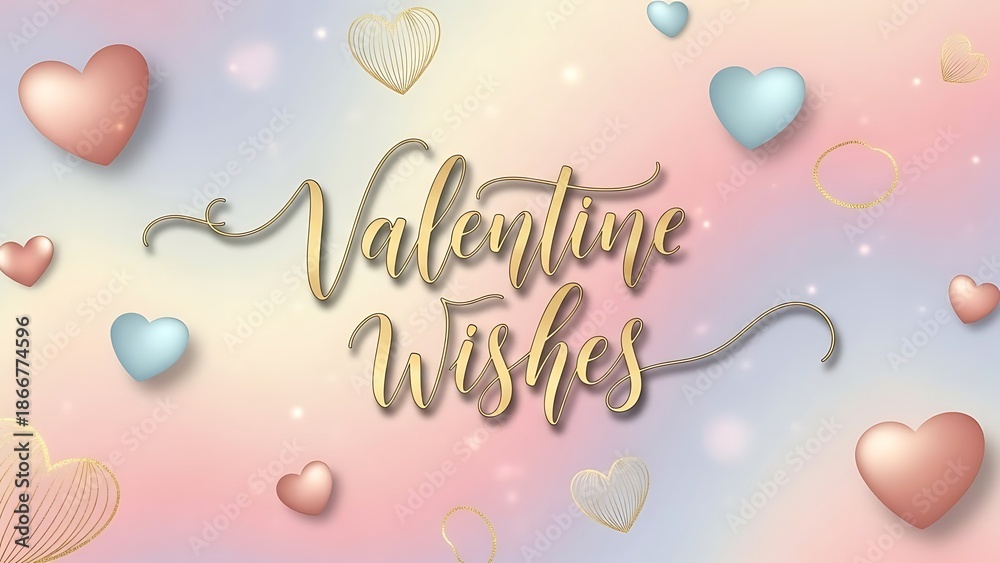 Naklejka premium Valentine Wishes with hearts on a pastel background