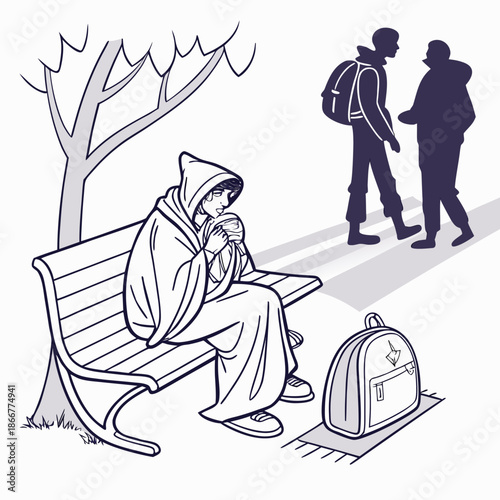 Person sitting alone on bench