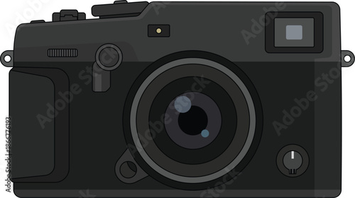Modern Black Digital Camera With Lens