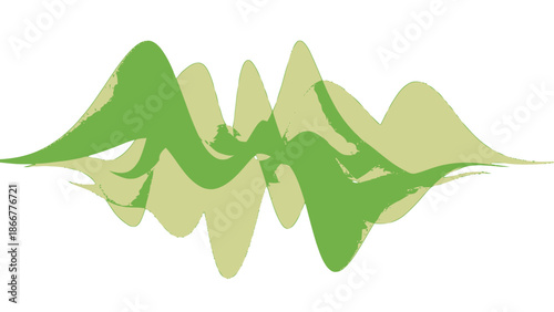 Abstract Overlapping Wave Shapes in Green and Yellow-Green Tones on Bright Studio Background, Dynamic Modern Design