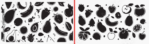 fruit pattern icons, food doodle vector, fruit illustration pack, organic food pattern, healthy snack icons, fruit outline symbols, seamless food pattern, fruit design elements, kitchen decor icons, f