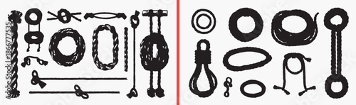 rope knot illustration, nautical rope drawings, knot tying guide art, marine equipment vector, sailor knot icons, rope clipart collection, boating illustration pack, nautical design elements, rope too