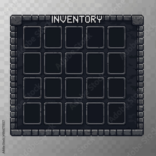 Pixel Art Inventory Slots UI Design for Video Games