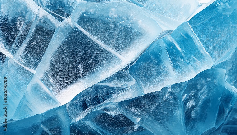 Obraz premium Abstract Close Up Of Crystal Ice Texture In Blue And White Tones Resembling Iceberg Surface Or Glacier Cracks With Sharp Edges Background For Winter And Nature Themes