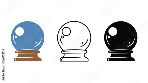 Crystal balls in various colors on stands