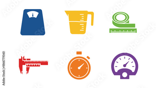 Colorful icons for measurement and timing tools