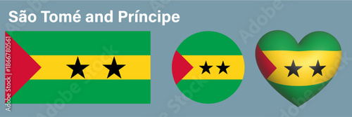 set flag of São Tomé and Príncipe icon vector illustration sign 