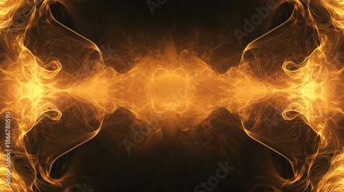 Mesmerizing Abstract Fractal Art Featuring Fiery Orange and Golden Swirls Against a Deep Black Canvas
