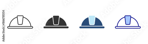 Safety Helmet Icon Set. Designed In Multi Style