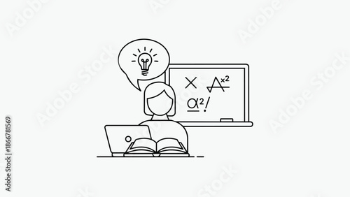 Student learning online with a laptop and textbook.