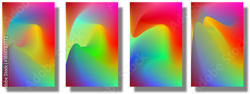 Set of Minimalist Gradient Business Card Templates with Abstract Liquid Shapes and Modern Typography Layout