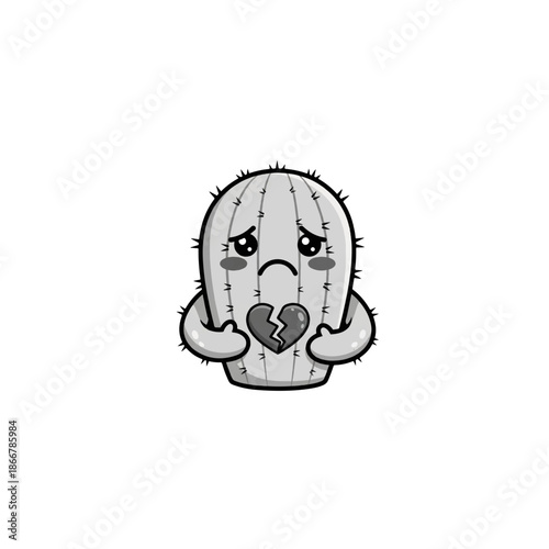 Sad Cactus with Broken Heart