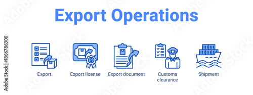 Export Operations web banner icon vector illustration concept for  with icon of Export, Export license, Export document.