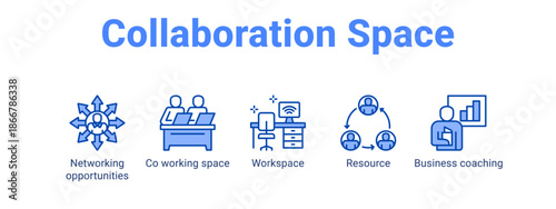 Collaboration Space web banner icon vector illustration concept for  with icon of Networking opportunities, Co working space, Workspace.
