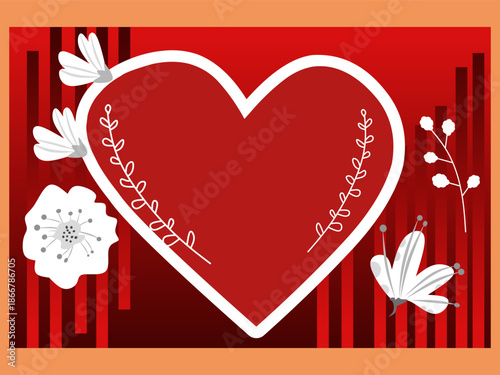 Romantic Heart Illustration with Floral Elements