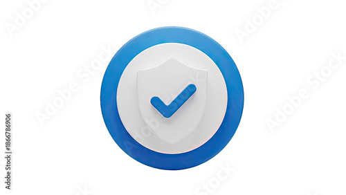 3D Shield Icon with Checkmark