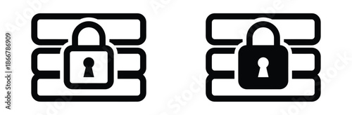 Secure data storage and protection icons for cybersecurity concepts,Lock icon set. Padlock open and closed. Locked and unlocked icon. Security symbol. Vector illustration.