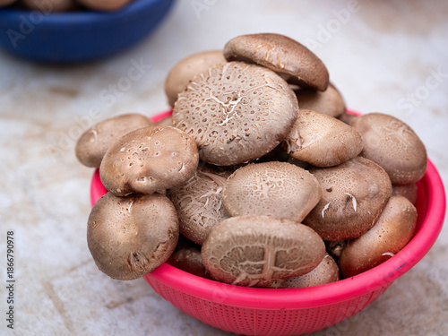 Fresh mushrooms at a traditional market