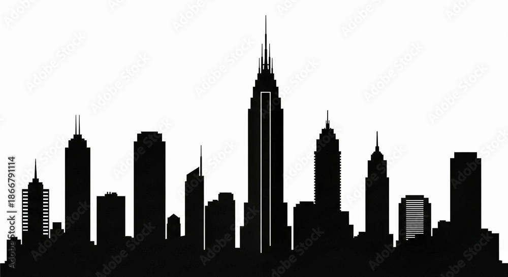 Obraz premium ​Minimalist city skyline silhouette with elegant gradient background. Modern urban vector design.