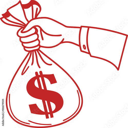 hand holding money bag vector icon