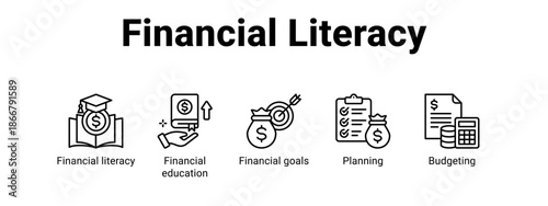 Financial Literacy web banner icon vector illustration concept for  with icon of Financial literacy, Financial education, Financial.