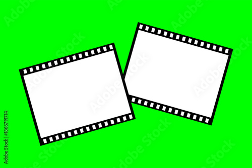 film roll pattern 7mm with 15 perforation vector template on green screen background 2