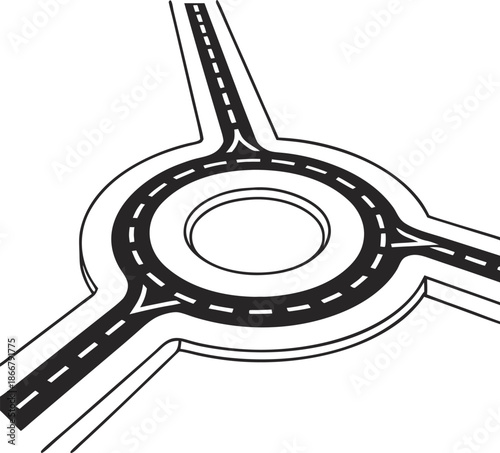 roundabout icon outline vector icon