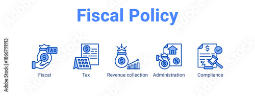Fiscal Policy web banner icon vector illustration concept for  with icon of Fiscal, Tax, Revenue.