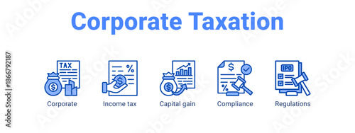 Corporate Taxation web banner icon vector illustration concept for  with icon of Corporate, Income tax, Capital.