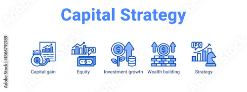 Capital Strategy web banner icon vector illustration concept for  with icon of Capital gain, Equity, Investment growth.