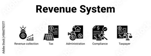 Revenue System web banner icon vector illustration concept for  with icon of Revenue collection, Tax.