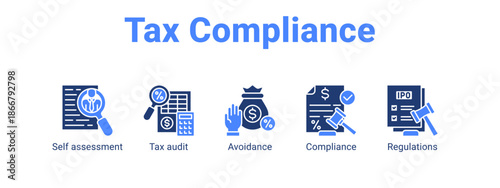 Tax Compliance web banner icon vector illustration concept for  with icon of Self assessment, Tax audit.