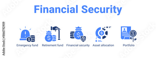 Financial Security web banner icon vector illustration concept for  with icon of Emergency fund, Retirement fund, Financial security.