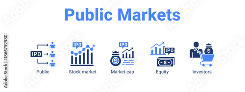 Public Markets web banner icon vector illustration concept for  with icon of Public, Stock market, Market.