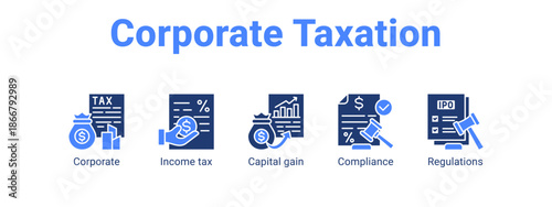 Corporate Taxation web banner icon vector illustration concept for  with icon of Corporate, Income tax, Capital.