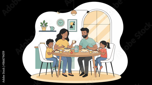 Family Dinner At The Table Shared Together.