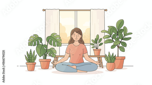 Meditating Person in Peaceful Indoor Pose.
