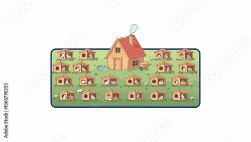 Bees Gathered Around A Beehive In A Green Field.