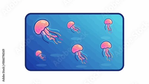 Jellyfish Floating in Blue Ocean Water.