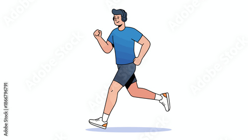 Energetic male runner in motion during run.