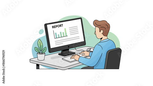 A serene online class scene with a person sitting cross-legged on the floor using a laptop surrounded by plants in a modern minimalist home setting vector illustration