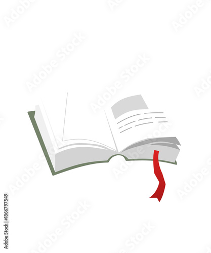 Open Book Illustration with Bookmark Ribbon for Education Knowledge Learning Study Concept Design Modern Minimal