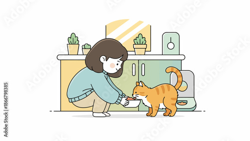 Woman Washing Cat At Home Sink With Care.