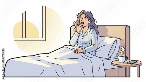 Woman resting in bed sick with tissue.