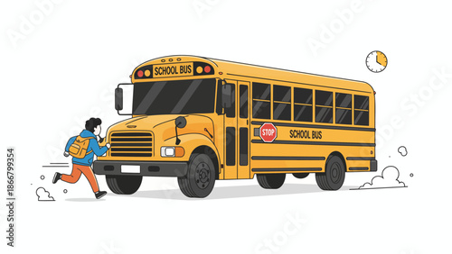 Yellow School Bus Ready For Daily Transportation.