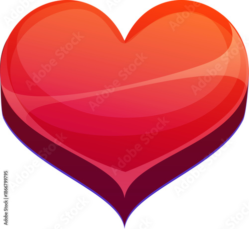Cartoon casino gambling game icon of glossy red heart poker playing card symbol. Vector sparkling love heart for casino posters, card game app, slot machine, poker card symbol