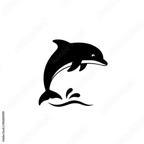 Cute dolphin swimming isolated on a white background in a simple vector illustration style