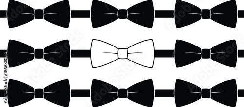 Bow tie silhouette collection of formal neck bow accessories fashion tuxedo menswear illustration vector design set