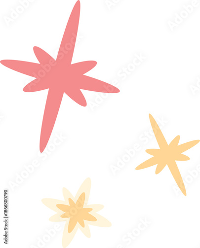 Cute Sparkle Icon. Colorful Flat Illustration of Shiny Stars for Kids, Magic and Decoration